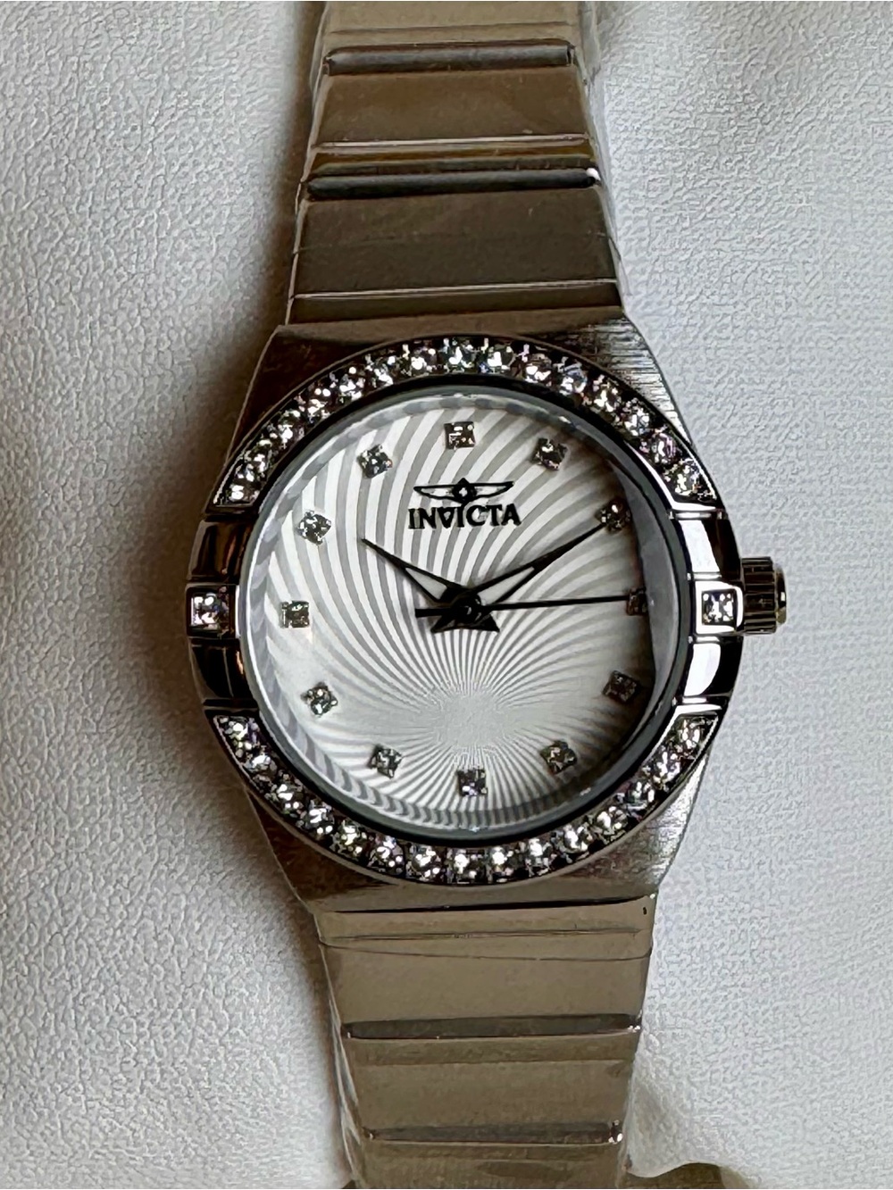 Invicta Angel Silver-Tone Case 28 mm Quartz Watch 70262 NWT